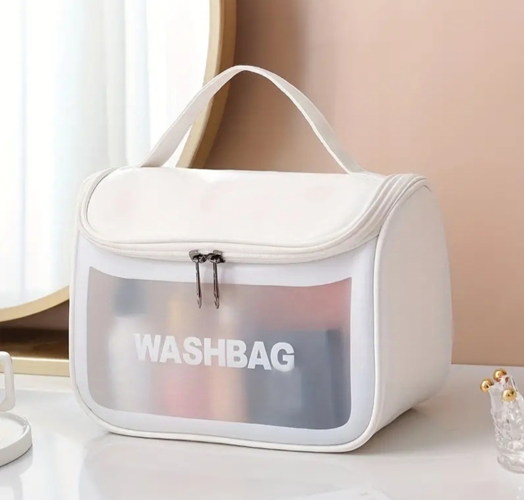 Washbag косметичка искусственная кожа белый 16X22 см