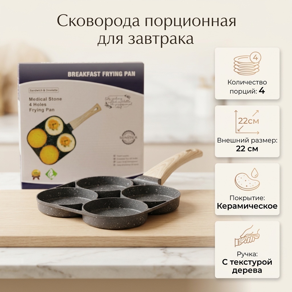 Сковорода порционная 22 см , алюминий