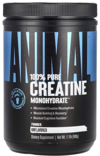 Animal, микронизированный креатин, моногидрат в порошке, без добавок, 500 г