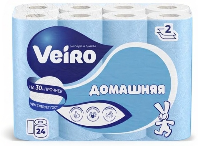 Veiro туалетная бумага 2-слойный 24 шт, первичная целлюлоза