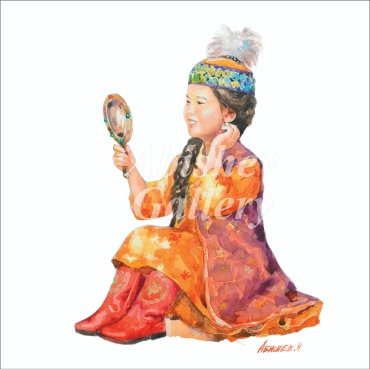 Abishev Gallery постер Айна ұстаған қыз 30x30 см