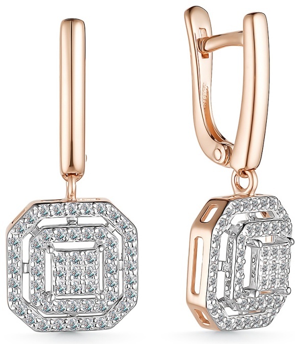 Серьги Mi Amor С/350-0120 вес 4.63 г золото, бриллиант