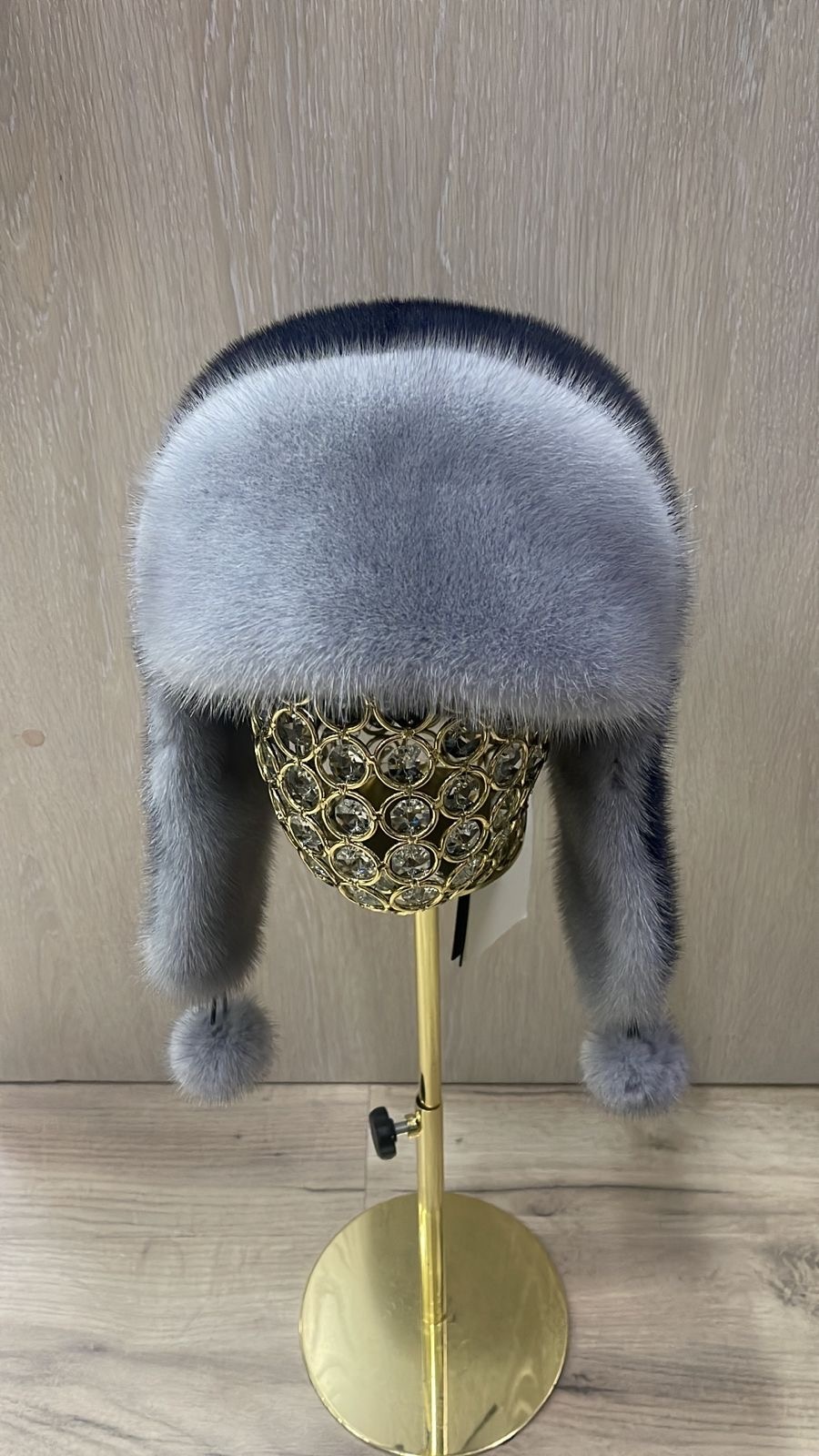 Ушанка SemiFur размер 56, 57, 58, 59, графит, сапфировый