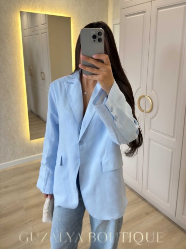 Пиджак свободного кроя Guzalya boutique голубой