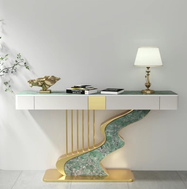 Консоль 0255ck, 80х35x92 см, зеленый, золотой