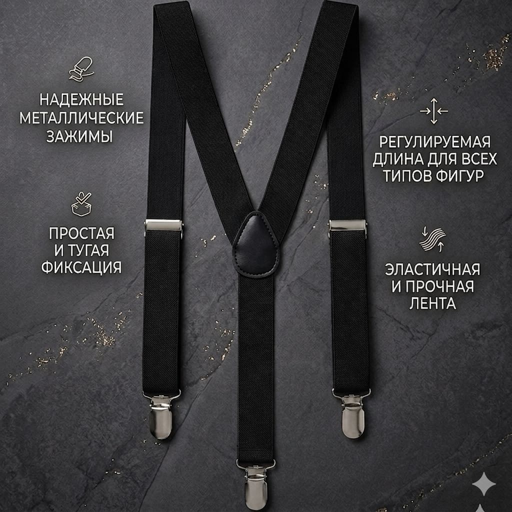 Подтяжки длина 100 см, ширина ленты 3.5 см