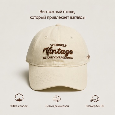 Кепка ATMA brand размер универсальный, молочный