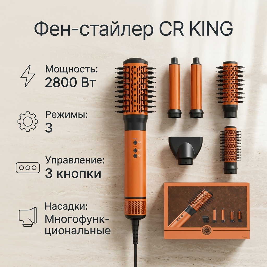 King CR KING-605 фен-щетка оранжевый