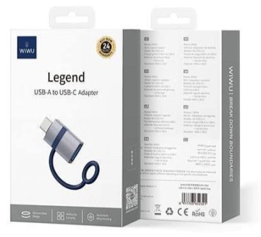 Переходник WIWU USB TypeC (F), USB TypeC (M), 0.1 м, синий
