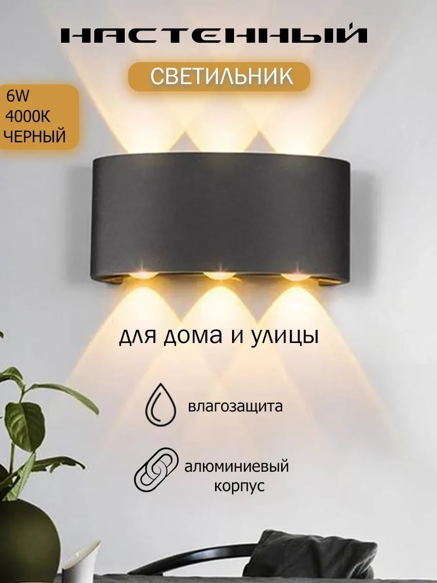 Уличный светильник настенный sat LED 6 Вт 8 см