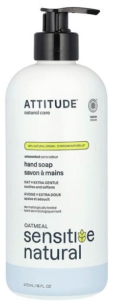 Жидкое мыло туалетное ATTITUDE Oatmeal Sensitive натуральное без запаха 1 шт