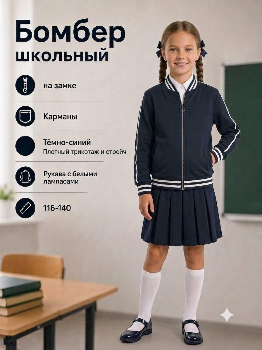 Школьный пиджак синий, белый