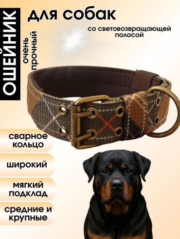 Ошейник для прогулки M коричневый, хаки