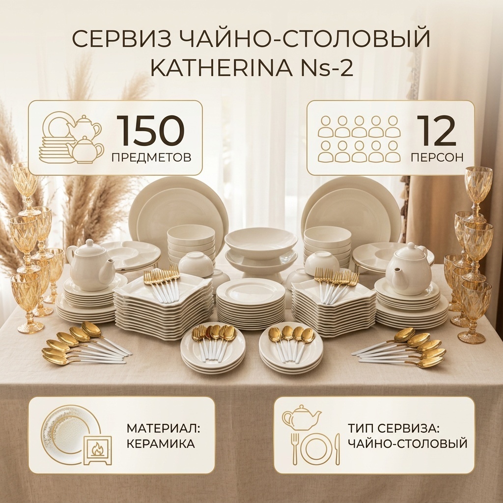 Сервиз на 12 персон Katherina , предметов: 150, чайно-столовый, керамика
