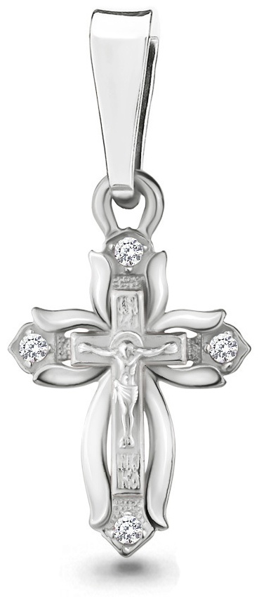 Крестик AQUAMARINE 515041E вес 0.74 г серебро, фианит
