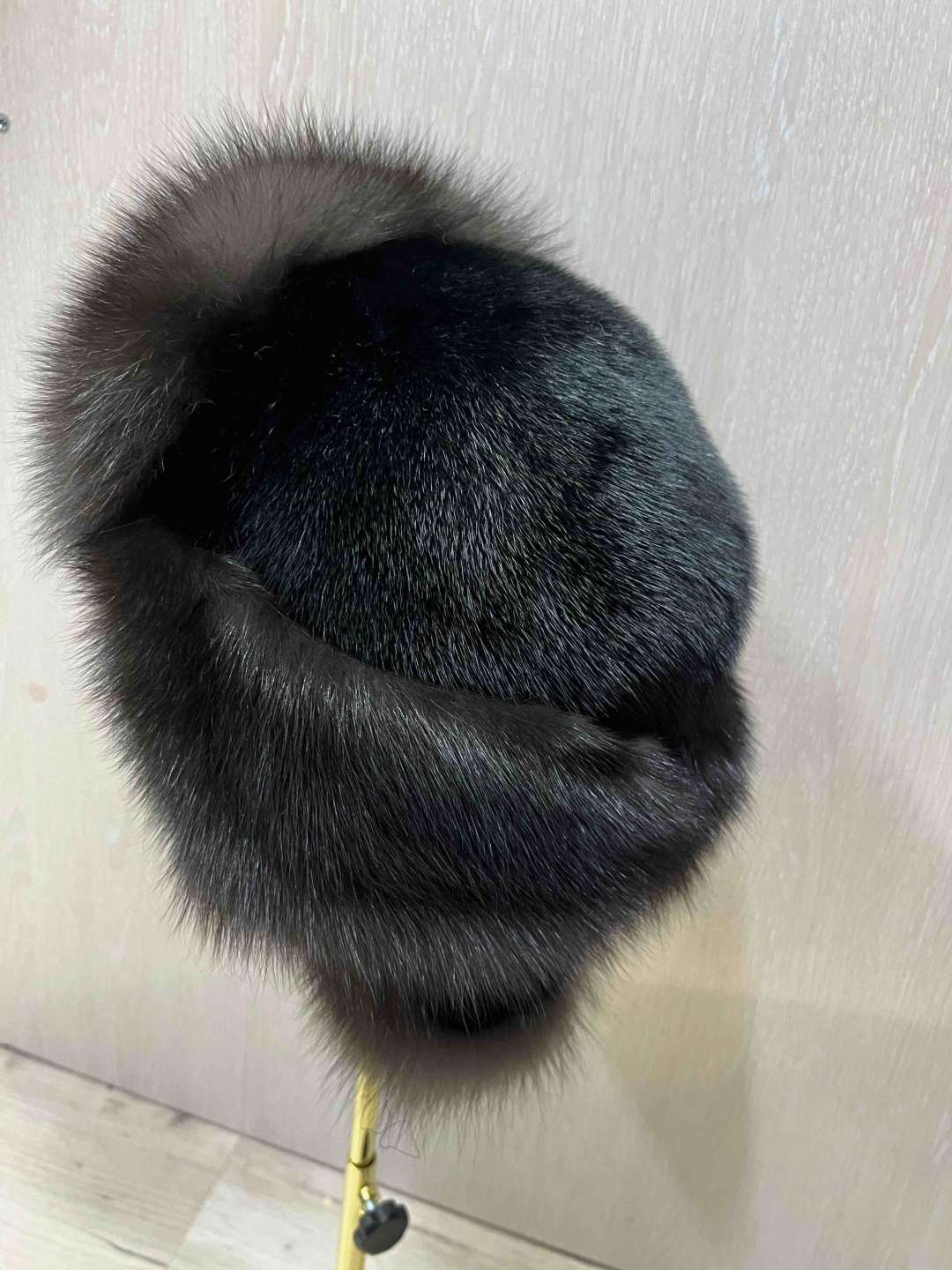 Шапка SemiFur размер 58, 59, 60, 61, черный, коричневый