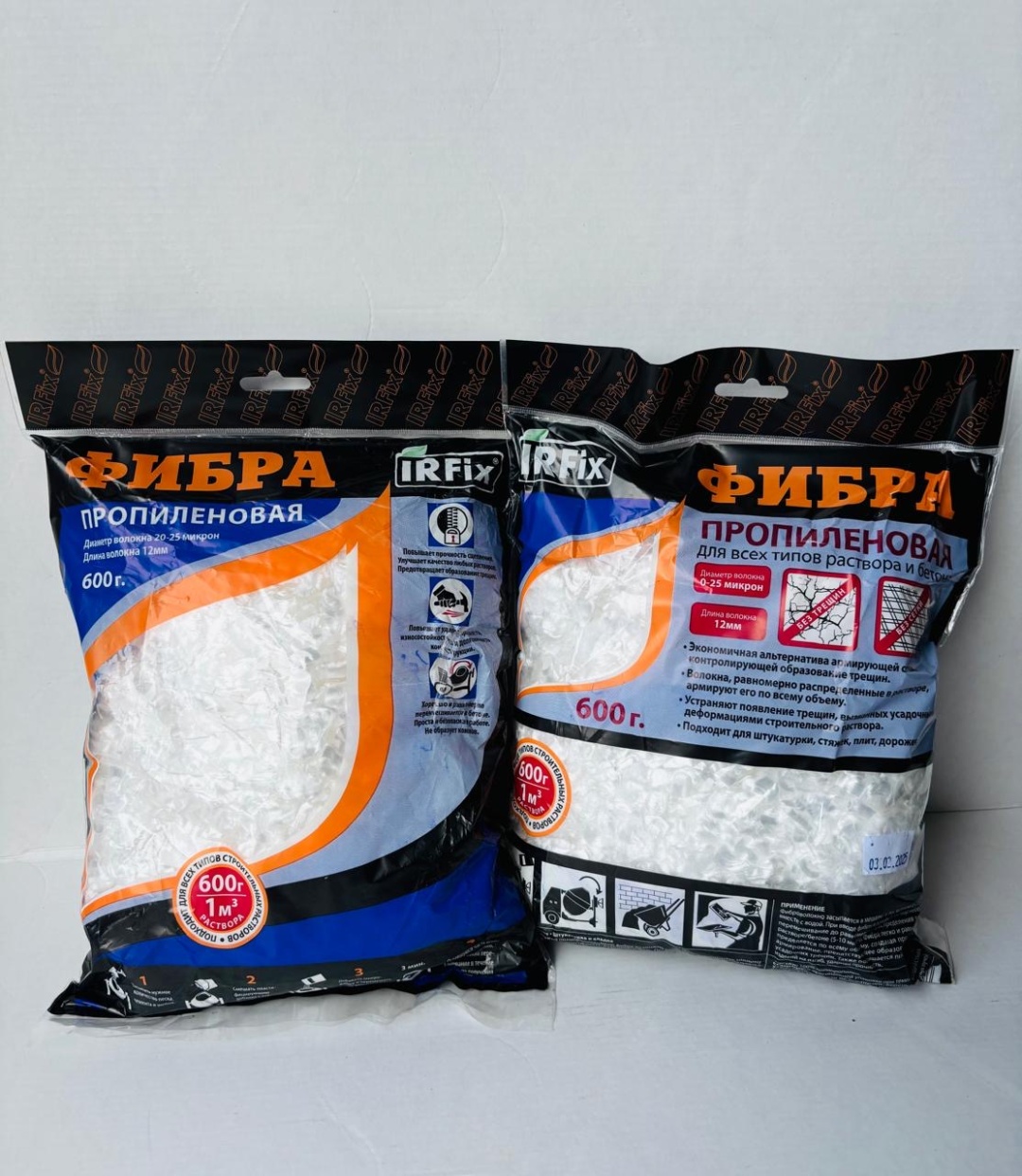 Добавка армирующая IRFix ФибраЛюкс пропиленовая для типов раствора и бетона 0.6 кг