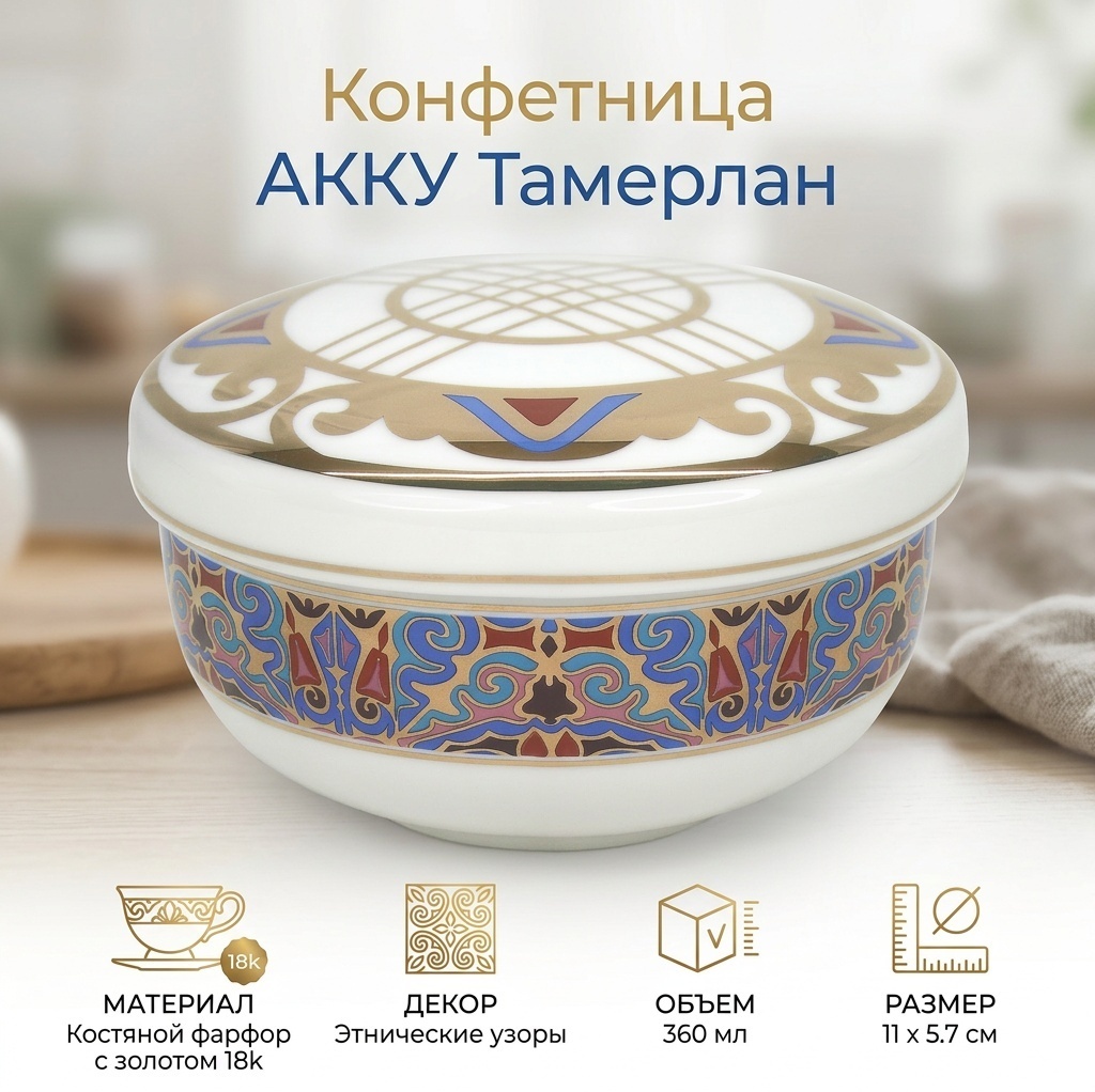 АККУ конфетница Тамерлан 8665/1А круглая 1 шт