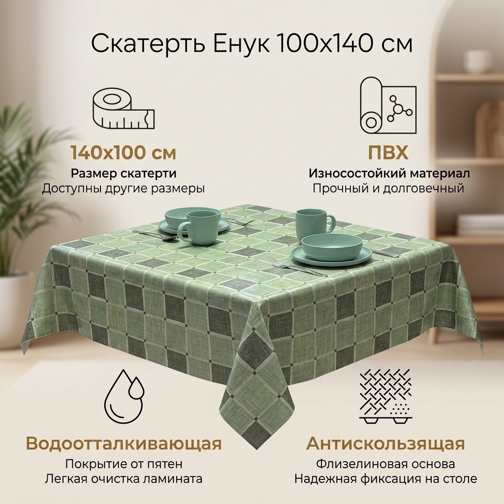 Скатерть 100x140 см, ПВХ, 1 шт