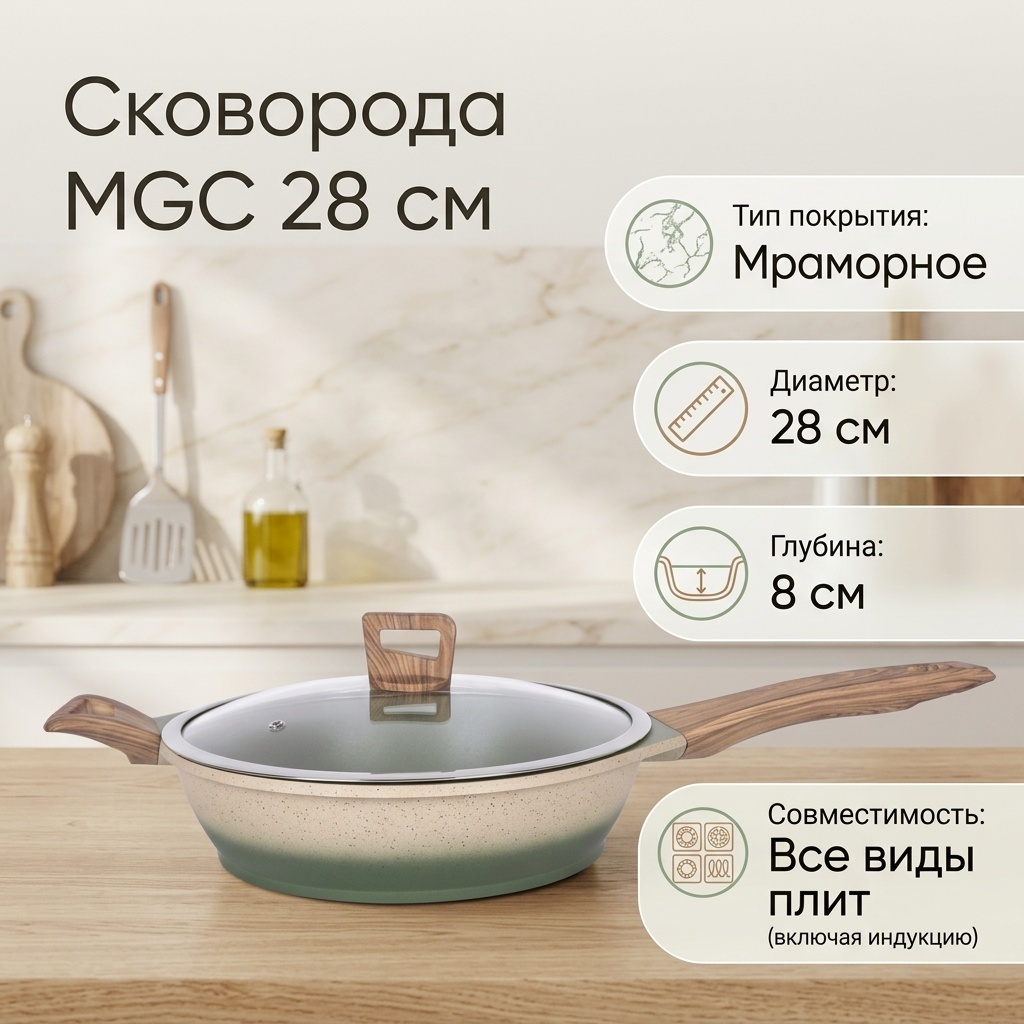 Сковорода MGC 28 см с антипригарным покрытием, алюминий