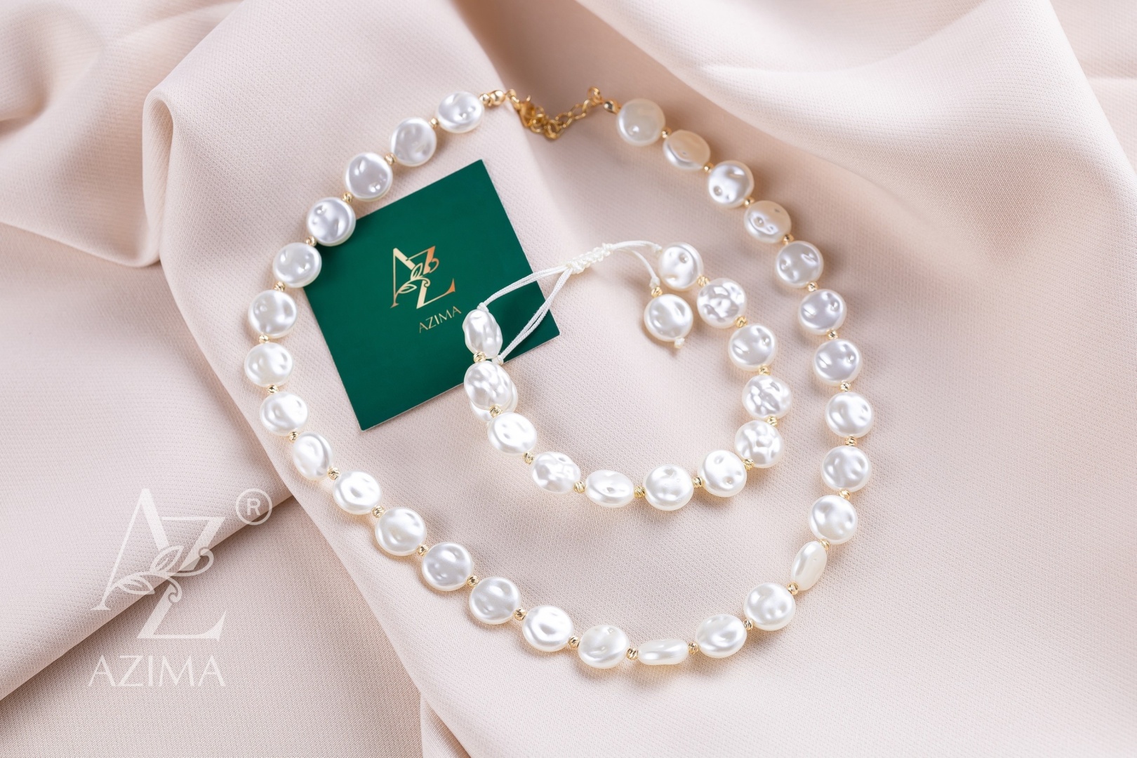AZIMA GOLD1 AzimaPearl1 вес 1.8 г сплав покрытый золотом 14К, имитация жемчуга