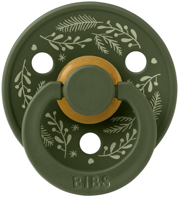 Пустышка BIBS Holiday Leaf - Hunter Green Sage 0+ мес., 1 шт, зеленый