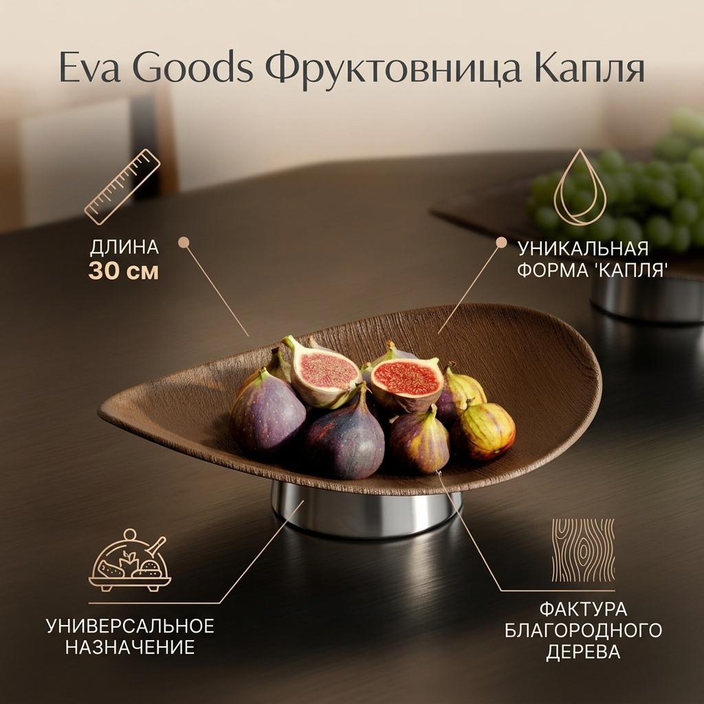 Eva Goods фруктовница в современном стиле в виде капли, фигурная 1 шт
