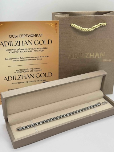 ADILZHAN GOLD khan03245 длина 20 см, вес 10.52 г серебро, плетение кобра