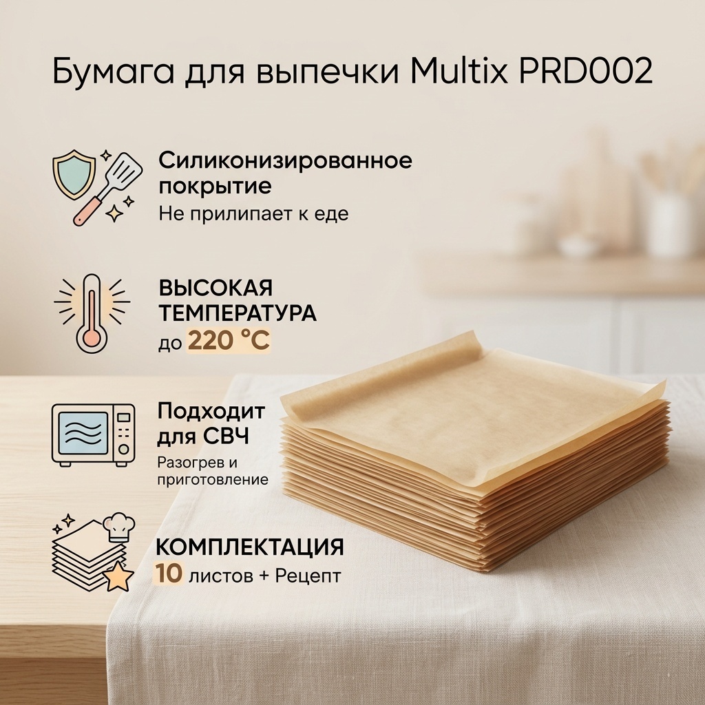 Multix бумага для выпечки PRD002 для выпечки, для запекания, универсальное