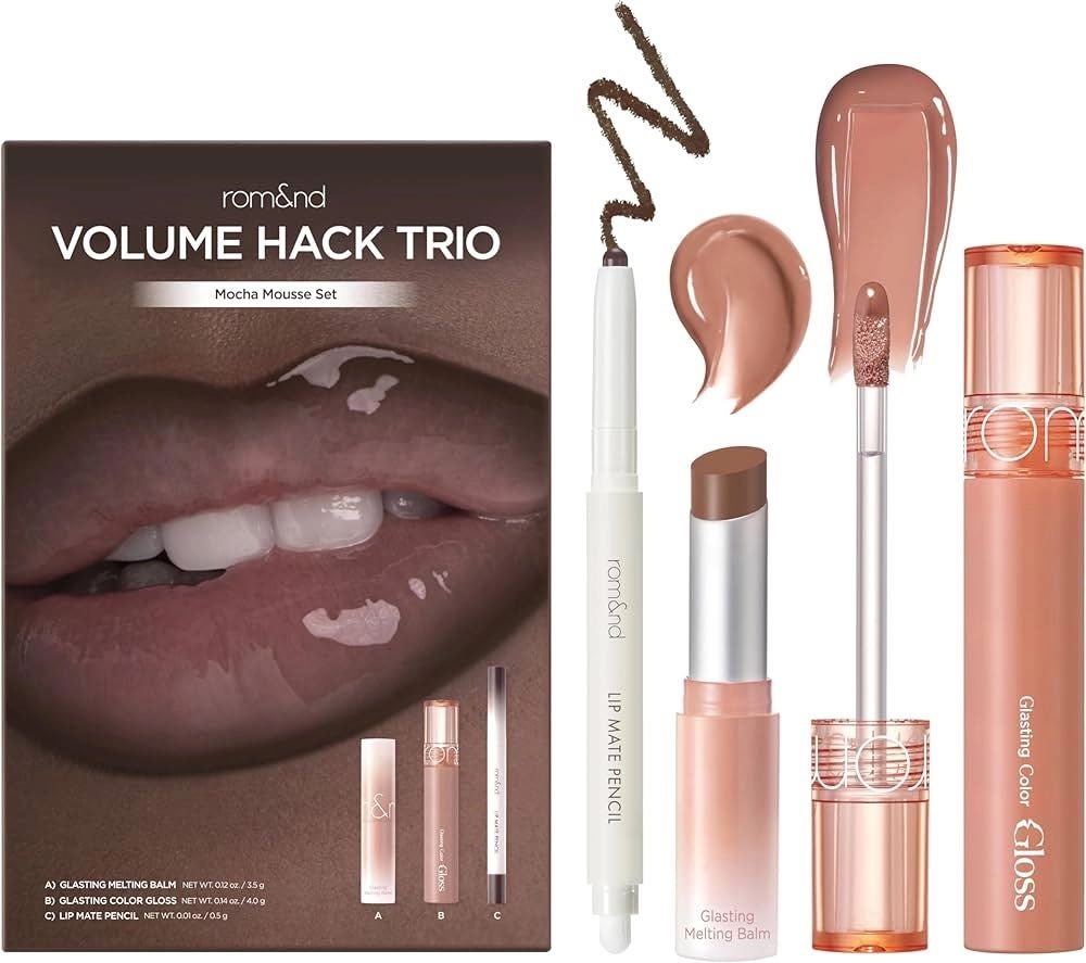 Romand VOLUME HACK TRIO Mocha Mousse Set палетка для макияжа губ ягодный нюд