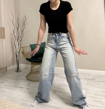 Джинсы прямые Denim белый, голубой