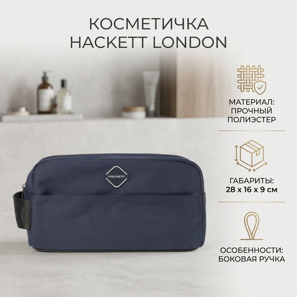 Hackett London косметичка полиэстер синий 16X28 см