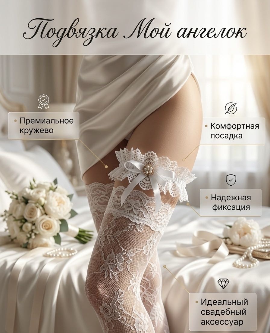 Подвязка Мой ангелок универсальный белый