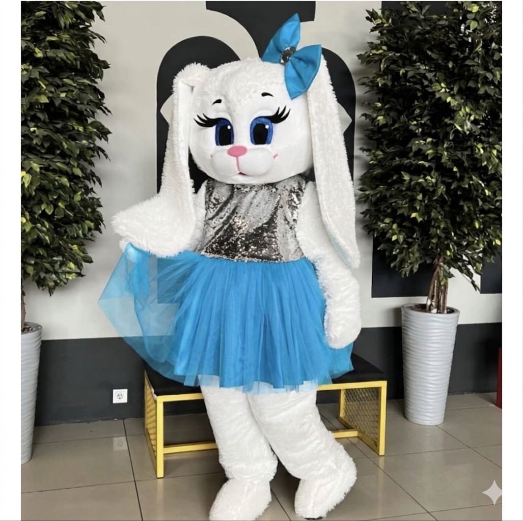 Карнавальный костюм Зайка Ягодка белый, голубой