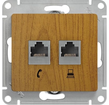 Schneider Electric встраиваемая GSL000585, компьютерный (RJ45)/телефонный (RJ11) цвет коричневый