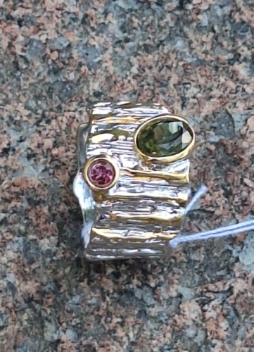 Кольцо HandMade TDS925-5552 размер 18.5 вес 9.5 г серебро, турмалин
