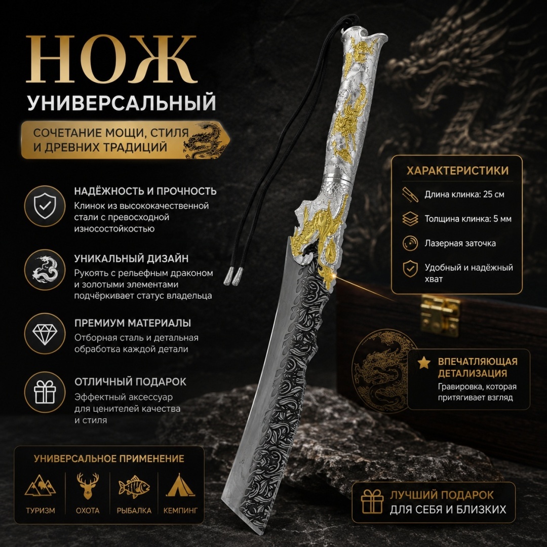 Нож универсальный M&K, лезвие: сталь 1 шт