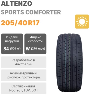 ALTENZO Sports Comforter 205/40 R17 84W