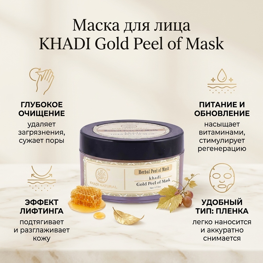 Маска для лица KHADI пленка Herbal Gold Peel of Mask 50 г