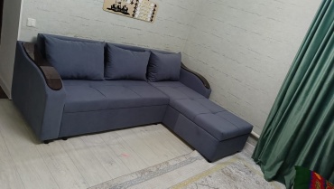 Угловой диван mebel SQ Мини, 230х80 см, обивка ткань, серый