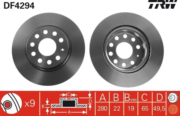 Диски TRW передние DF4294