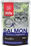 BLITZ Sensitive кусочки в соусе лосось, индейка 85 г 1 шт