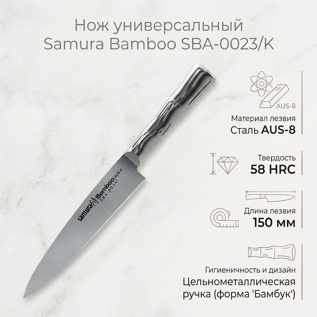 Нож универсальный Samura, лезвие: сталь 1 шт