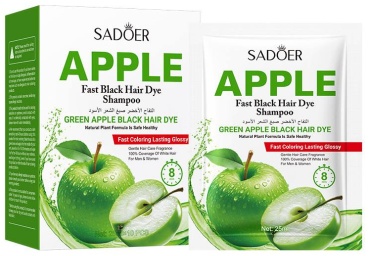 SADOER Green Apple Plant Extract Hair Dye (Natural Black) шампунь оттеночный 10 шт по 25 мл