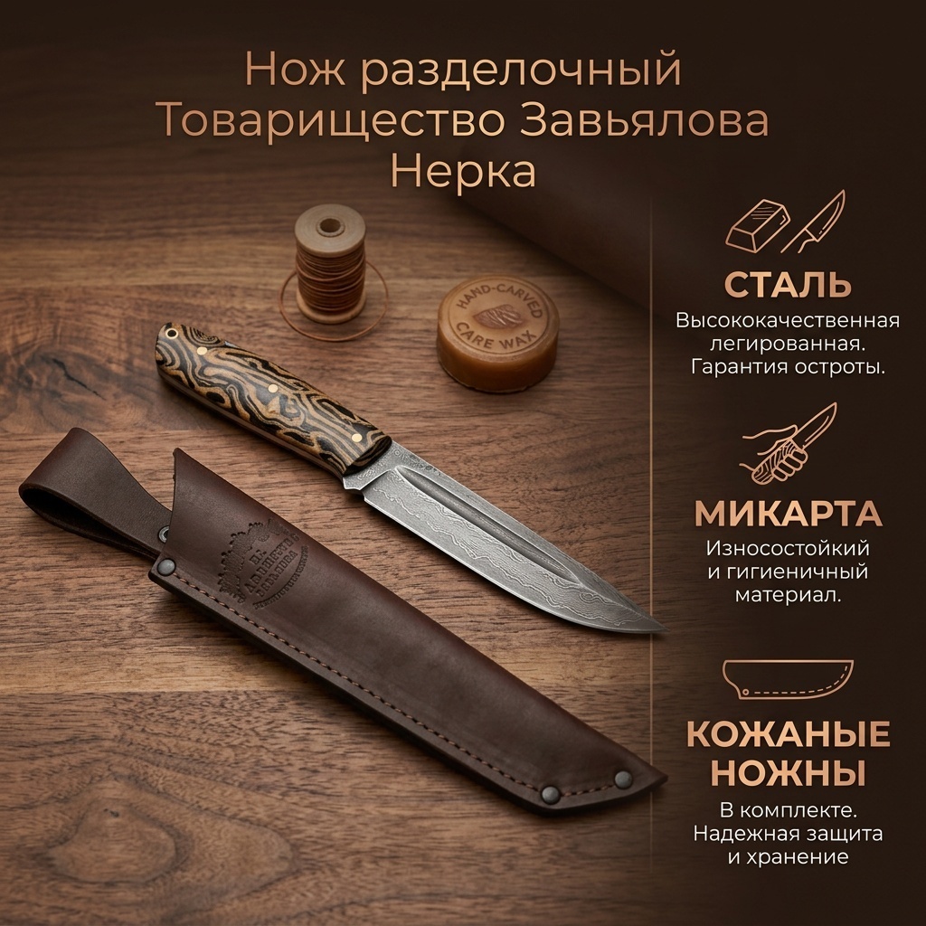Нож разделочный Товарищество Завьялова, лезвие: сталь 1 шт