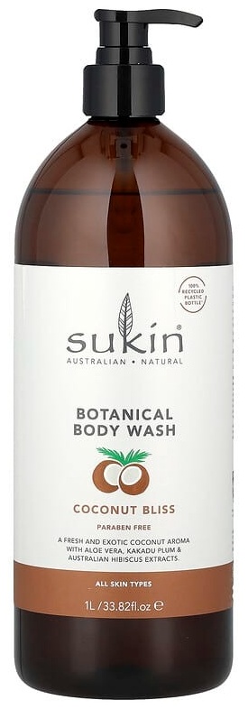 Sukin Гель для душа с растениями, для всех типов кожи, с кокосом, 1 л гель 1000 мл