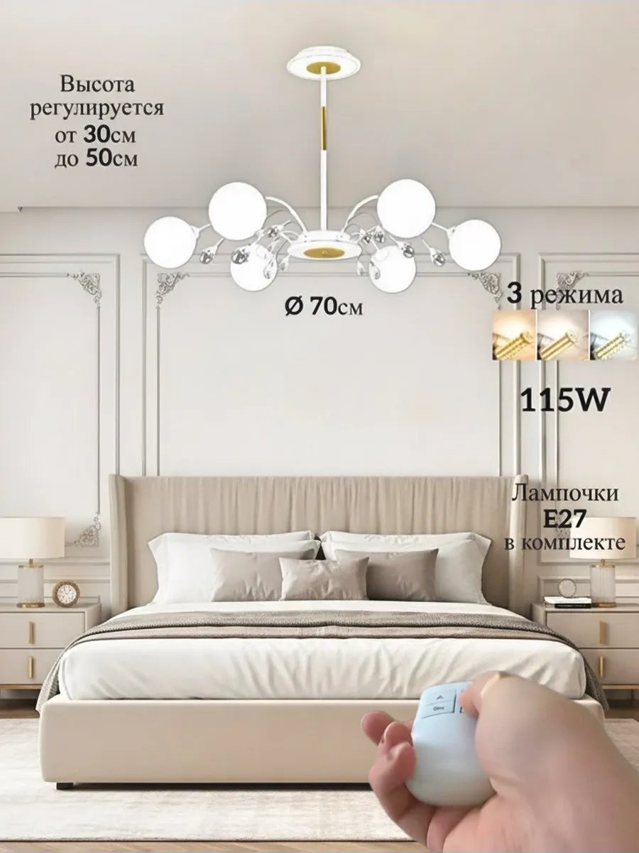 Люстра потолочная LED, кол-во ламп: 6 шт