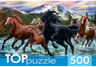 TopPuzzle Табун лошадей в горах ХТП500-6812 классический 500 деталей
