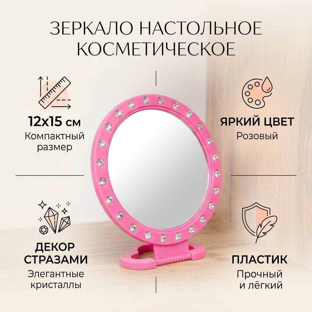 Зеркало настольное CHINA 12x15 см