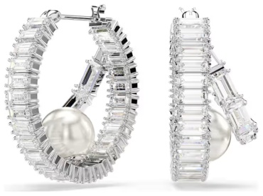 Серьги Swarovski бижутерный сплав, жемчуг, кристаллы Swarovski, цирконий